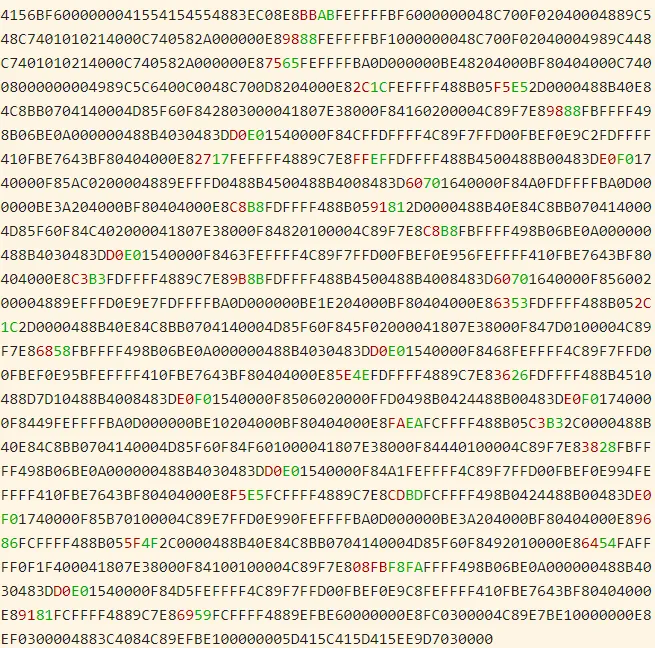 Figure 5- Difference between exact bytes in oo.gcc and oo2.gcc
