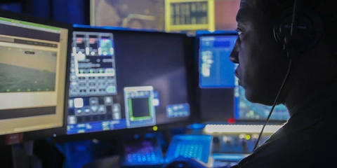 War fighter in a control center