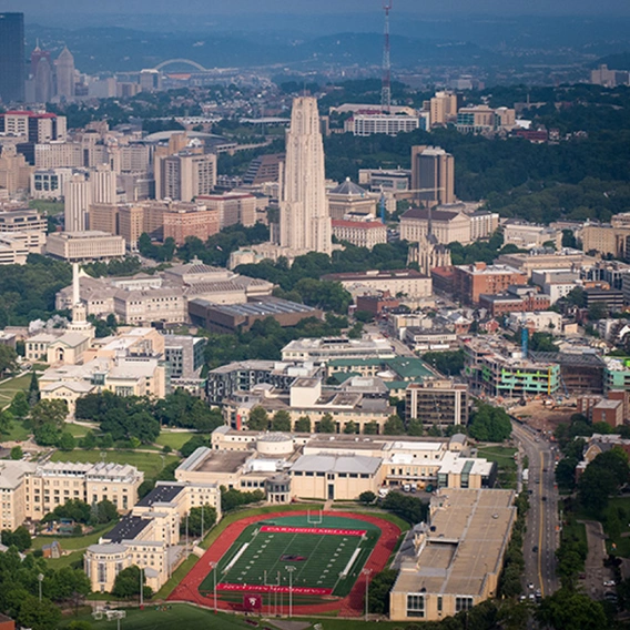 Aerial photo of the CMU campus