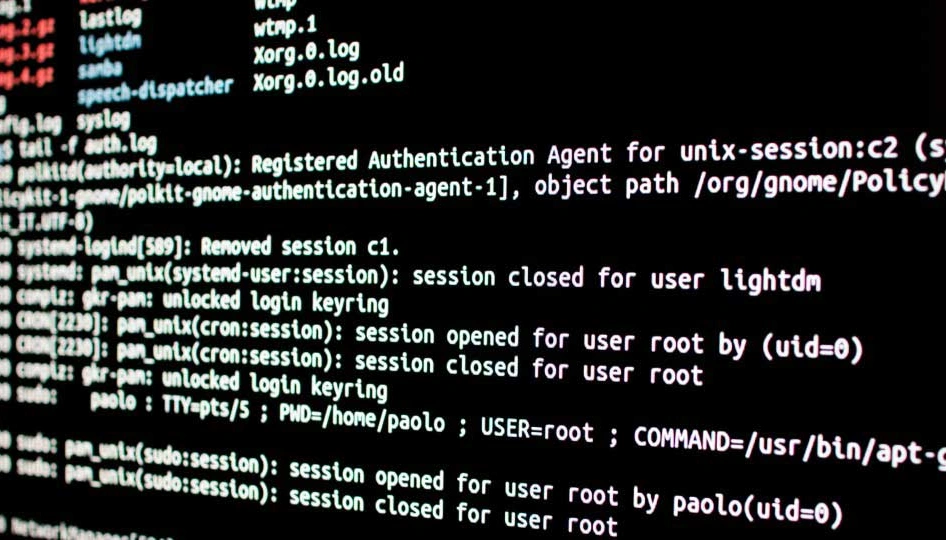Screen shot of a log file.